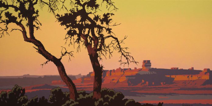 Billy-Schenck_A-Land-Less-Traveled_oil-on-canvas_25-x-50-in_2013-1024x514 "A Land Less Traveled" by Billy Schenck (Courtesy Modern West)